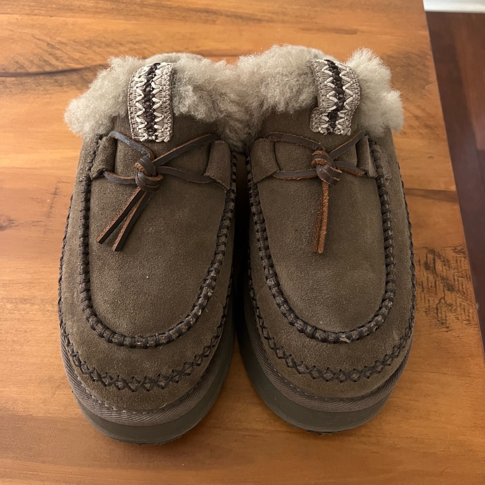 UGG Brown Moccasins with Fur Lining